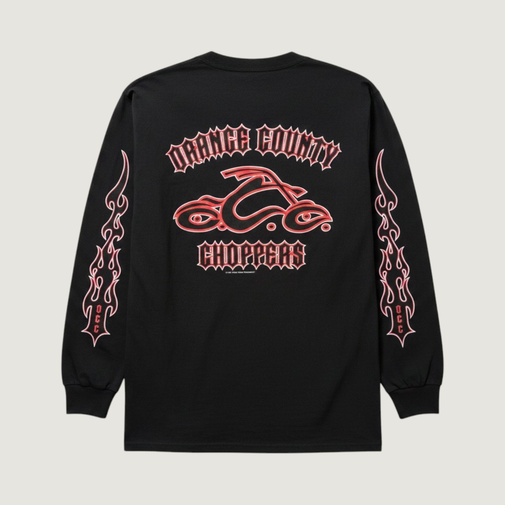 2003 Orange County Choppers OCC Y2K Long Sleeve Shirt Men M Flame Sleeve Graphic